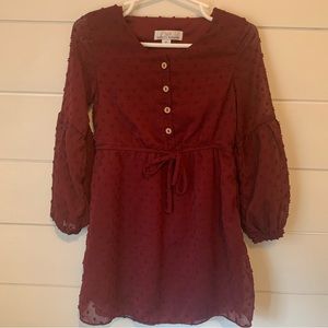 Baileys Blossoms Windsor Dot Dress-Wine